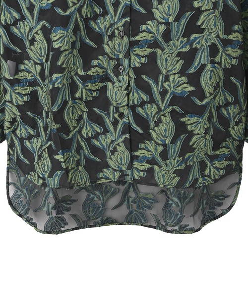 funda mine（ファンダマイン）の「シースルージャガードシャツ（シャツ/ブラウス・レディース・グリーン/ホワイト・FREE）」の10枚目の写真