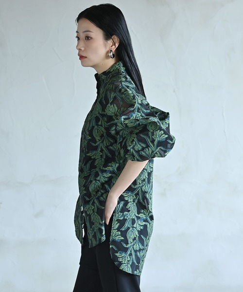 funda mine（ファンダマイン）の「シースルージャガードシャツ（シャツ/ブラウス・レディース・グリーン/ホワイト・FREE）」の18枚目の写真