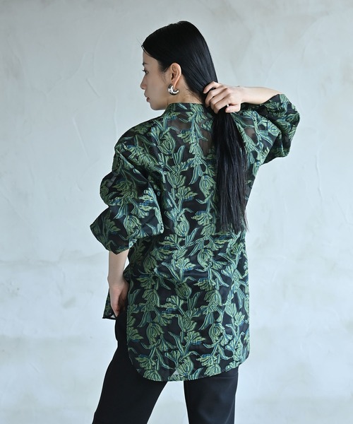 funda mine（ファンダマイン）の「シースルージャガードシャツ（シャツ/ブラウス・レディース・グリーン/ホワイト・FREE）」の19枚目の写真