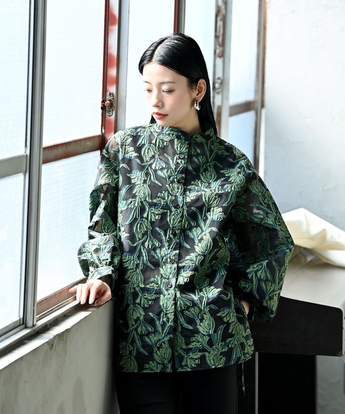 funda mine（ファンダマイン）の「シースルージャガードシャツ（シャツ/ブラウス・レディース・グリーン/ホワイト・FREE）」の20枚目の写真