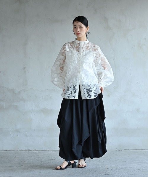 funda mine（ファンダマイン）の「シースルージャガードシャツ（シャツ/ブラウス・レディース・グリーン/ホワイト・FREE）」の22枚目の写真