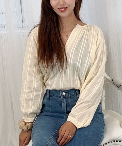 shoppinggo(ショッピングゴー)の「シャツ カットソー レディース 刺繍ブラウス(シャツ/ブラウス・レディース・ベージュ・M)」の12枚目の写真