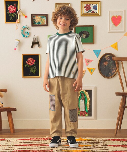 こども ビームス(コドモビームス)の「テレコ ボーダー ショートスリーブ Tシャツ 2025FW(90~140cm)(Tシャツ/カットソー・キッズ・レッド/グリーン・90/100/110/120/130/140)」の4枚目の写真