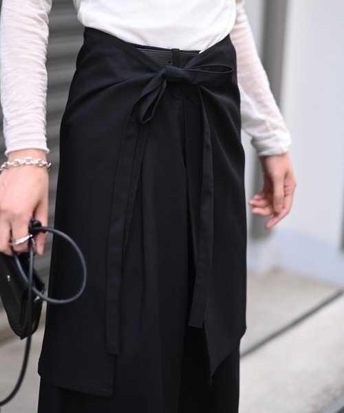 Marient(マリエント)の「レイヤードラップワイドPT(スラックス・レディース・ブラック・M)」の5枚目の写真