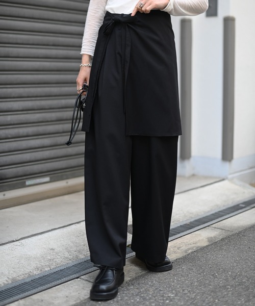 Marient(マリエント)の「レイヤードラップワイドPT(スラックス・レディース・ブラック・M)」の6枚目の写真