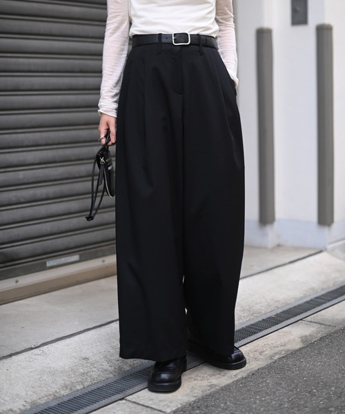Marient(マリエント)の「レイヤードラップワイドPT(スラックス・レディース・ブラック・M)」の8枚目の写真