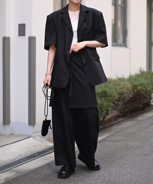 Marient(マリエント)の「レイヤードラップワイドPT(スラックス・レディース・ブラック・M)」の10枚目の写真