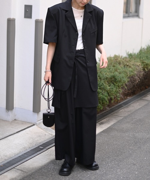 Marient(マリエント)の「レイヤードラップワイドPT(スラックス・レディース・ブラック・M)」の11枚目の写真