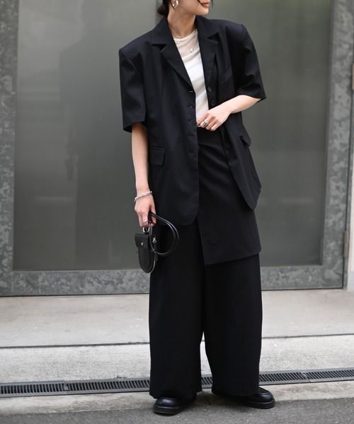 Marient(マリエント)の「レイヤードラップワイドPT(スラックス・レディース・ブラック・M)」の12枚目の写真