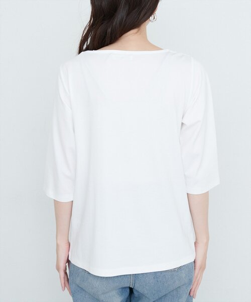 natural couture(ナチュラルクチュール)の「【sherbet line】接触冷感 選べる袖丈ねじりTシャツ(Tシャツ/カットソー・レディース・ピンク系その他/イエロー/オフホワイト/ブルー/ブラック・FREE/フリ-)」の17枚目の写真