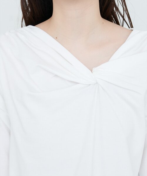natural couture(ナチュラルクチュール)の「【sherbet line】接触冷感 選べる袖丈ねじりTシャツ(Tシャツ/カットソー・レディース・ピンク系その他/イエロー/オフホワイト/ブルー/ブラック・FREE/フリ-)」の18枚目の写真