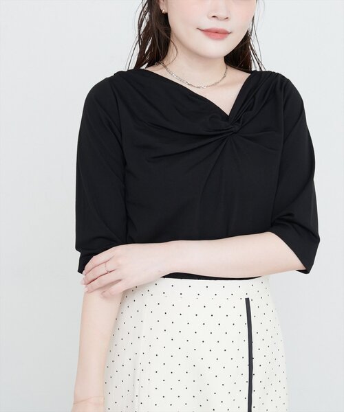 natural couture(ナチュラルクチュール)の「【sherbet line】接触冷感 選べる袖丈ねじりTシャツ(Tシャツ/カットソー・レディース・ピンク系その他/イエロー/オフホワイト/ブルー/ブラック・FREE/フリ-)」の22枚目の写真