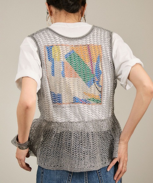 ブライトニットレースフレアージレ / ベスト［前後2WAY］（ベスト