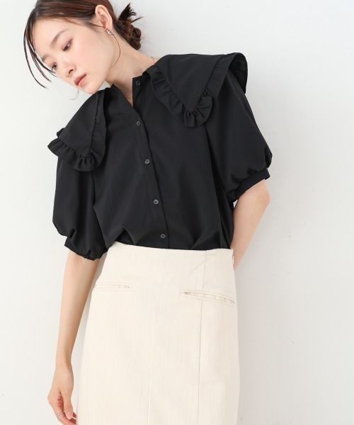 レディース ハーフスリーブブラウス セール】ビックカラーハーフスリーブブラウス（シャツ/ブラウス）｜Bab