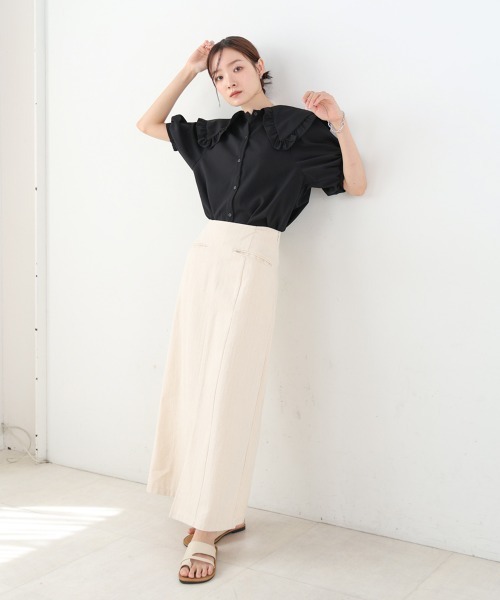 BABYLONE 5分袖パフスリーブジャケット ブラック 36(S) 新品タグ付 セール】ビックカラーハーフスリーブブラウス（シャツ/ブラウス）｜Bab