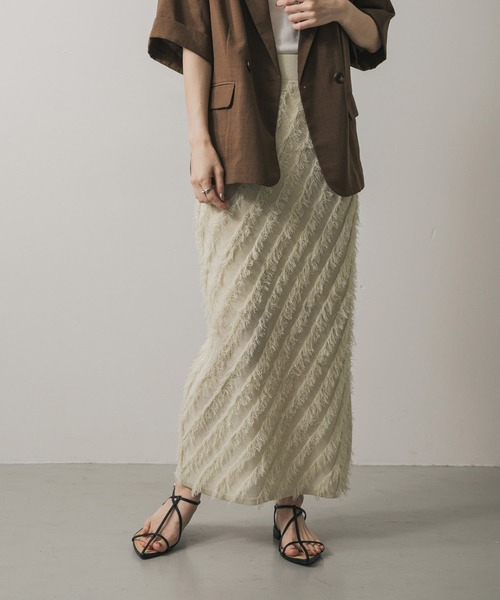 【ANDREA & Co.】　フリンジデザインニットスカート a_tops_1_ce3c63ba-f051-4ac2-