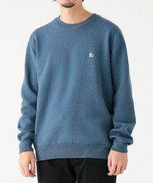 12ゲージ B刺繍 クルーネック ニット（ユニセックス）