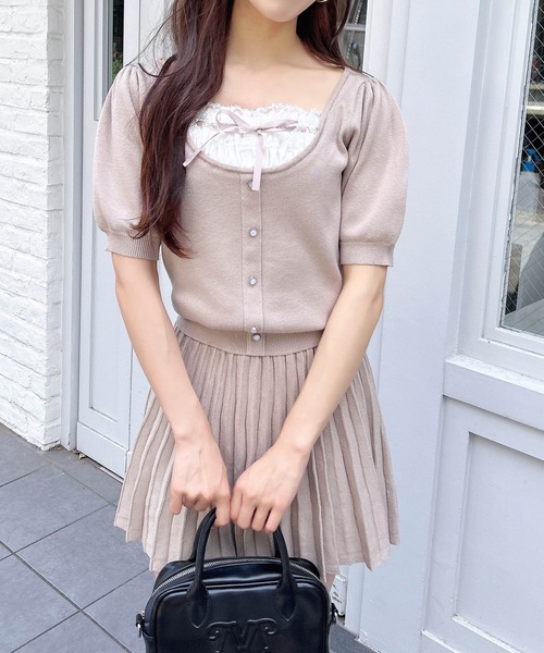 セール】【WEB限定】レイヤード風ニット＋スカパン