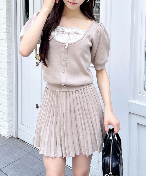 INGNI（イング）の「【WEB限定】レイヤード風ニット＋スカパン／セットアップ（セットアップ・レディース・杢グレー/ブラック/ベージュ・M）」の9枚目の写真