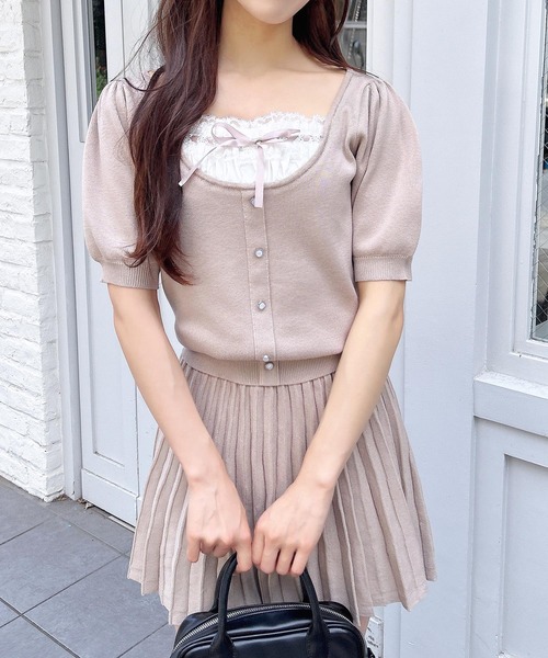 INGNI（イング）の「【WEB限定】レイヤード風ニット＋スカパン／セットアップ（セットアップ・レディース・杢グレー/ブラック/ベージュ・M）」の8枚目の写真