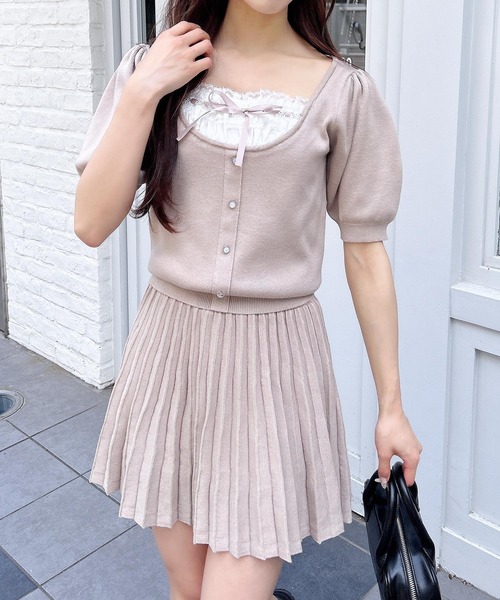 INGNI（イング）の「【WEB限定】レイヤード風ニット＋スカパン／セットアップ（セットアップ・レディース・杢グレー/ブラック/ベージュ・M）」の7枚目の写真