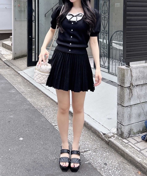 WEB限定】レイヤード風ニット＋スカパン／セットアップ