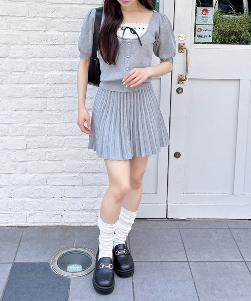 INGNI（イング）の「【WEB限定】レイヤード風ニット＋スカパン／セットアップ（セットアップ・レディース・杢グレー/ブラック/ベージュ・M）」の4枚目の写真