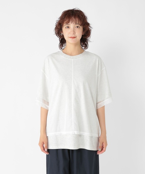 セール】メッシュドッキングチュニックプルオーバー（Tシャツ