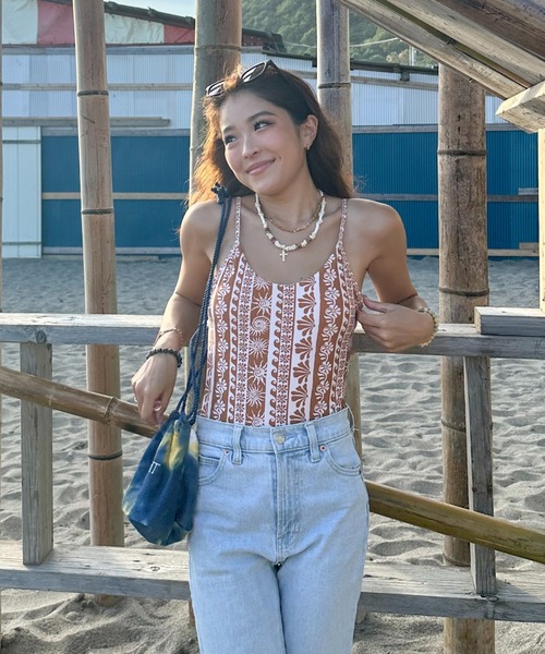 INTER FACTORY(インターファクトリー)の「moeka - SUNOUTFIT巾着ミニバッグ(ハンドバッグ・レディース・ネイビー/チャコールグレー・FREE)」の12枚目の写真