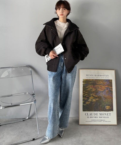 4WAYストレッチウォッシャブルリブ編み長袖クルーネックニット | 【公式】SPU スプ公式通販｜メンズセレクトショップ [mocoly] 高領セーター 秋冬メンズ用 リブ編み裾 オーバーサイズ 綿配合 保温性 アウトドア＆普段着 ヴィンテージテイスト