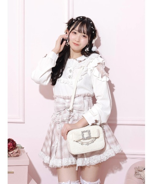NOEMIE（ノエミー）の「お嬢さんツイードリボンビジューショルダーバッグ（ショルダーバッグ・レディース・ホワイト/ブラック/ピンク/サックスブルー・ONE SIZE）」の17枚目の写真