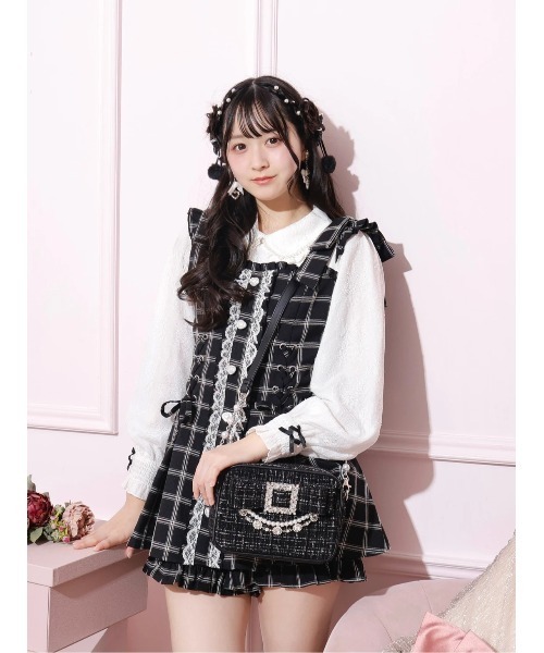 NOEMIE（ノエミー）の「お嬢さんツイードリボンビジューショルダーバッグ（ショルダーバッグ・レディース・ホワイト/ブラック/ピンク/サックスブルー・ONE SIZE）」の15枚目の写真