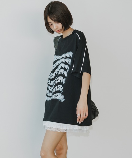 BLANK　（ブランク）の「Distortion Logo Tee/ディストーション ロゴ Tシャツ（Tシャツ/カットソー・レディース・ブラック/ピンク・FREE）」の20枚目の写真