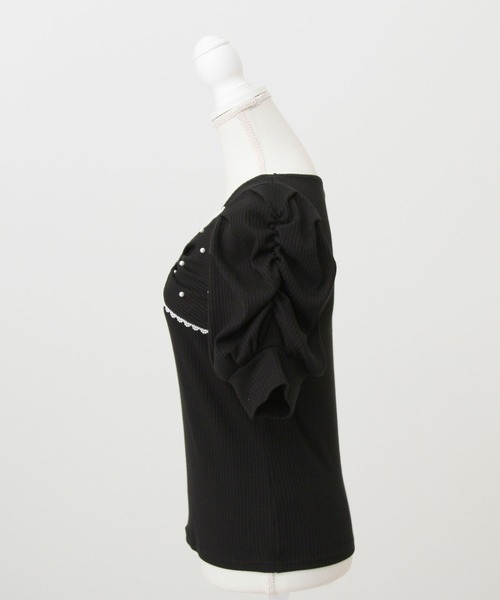 DearMyLove（ディアマイラブ）の「パールリボンリブトップス（Tシャツ/カットソー・レディース・ブラック/ホワイト/サックスブルー/ベビーピンク・MEDIUM/LARGE/LL/3L）」の20枚目の写真