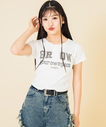 ANAP GｉRL（アナップガール）の「メッセージリブトップス（Tシャツ/カットソー・キッズ）」