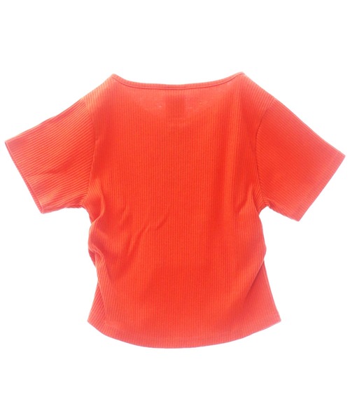 ANAP GiRL(アナップガール)の「メッセージリブトップス(Tシャツ/カットソー・キッズ・カーキ/ホワイト/レッド・S/XS/M)」の8枚目の写真