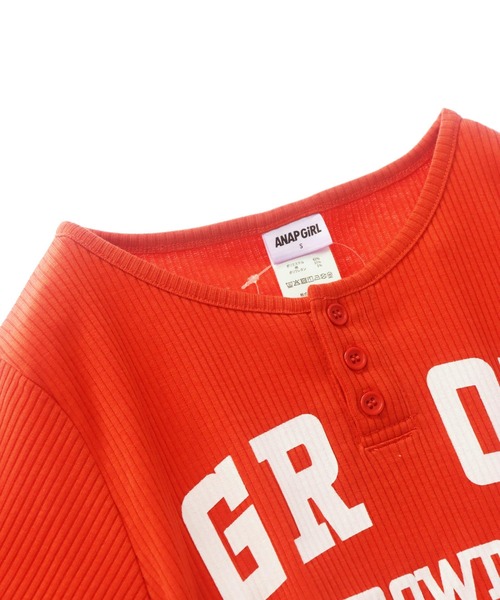 ANAP GiRL(アナップガール)の「メッセージリブトップス(Tシャツ/カットソー・キッズ・カーキ/ホワイト/レッド・S/XS/M)」の19枚目の写真