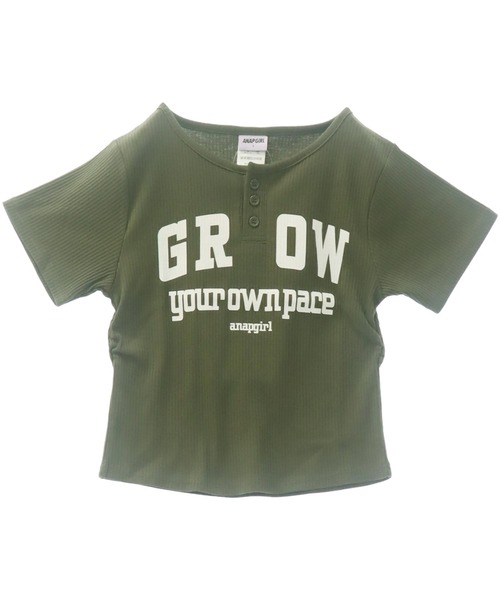 ANAP GiRL(アナップガール)の「メッセージリブトップス(Tシャツ/カットソー・キッズ・カーキ/ホワイト/レッド・S/XS/M)」の17枚目の写真