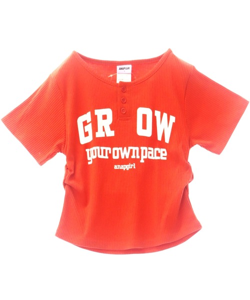 ANAP GiRL(アナップガール)の「メッセージリブトップス(Tシャツ/カットソー・キッズ・カーキ/ホワイト/レッド・S/XS/M)」の18枚目の写真