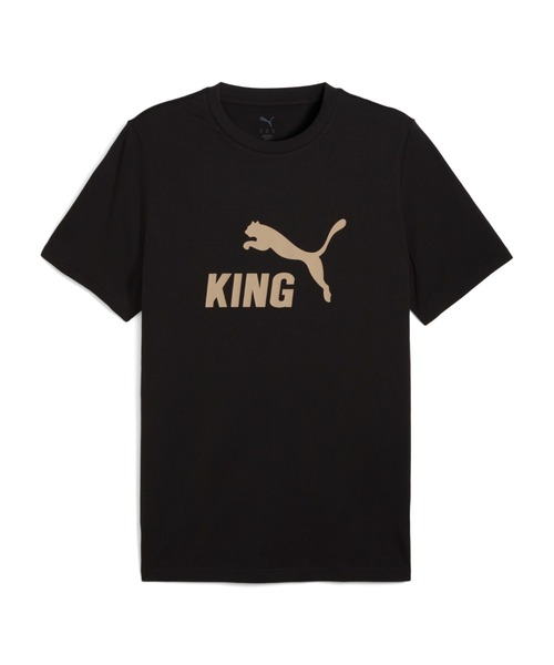 PUMA(プーマ)の「PUMA プーマ メンズ サッカー キング ロゴ 半袖 Tシャツ(Tシャツ/カットソー・メンズ・ブラック×ゴールド・MEDIUM/LARGE/SMALL/X-SMALL/X-LARGE)」の1枚目の写真