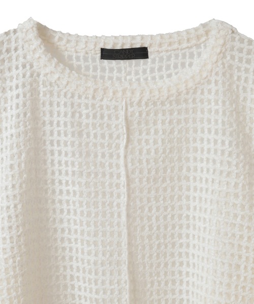 Candy Stripper（キャンディストリッパー）の「CHECKER SHEER トップス（Tシャツ/カットソー・レディース・オフホワイト/ブラック・FREE）」の10枚目の写真