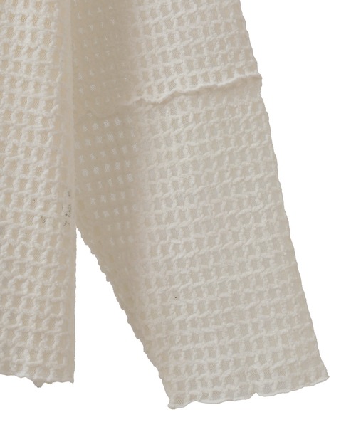 Candy Stripper（キャンディストリッパー）の「CHECKER SHEER トップス（Tシャツ/カットソー・レディース・オフホワイト/ブラック・FREE）」の11枚目の写真