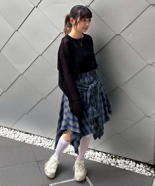 Candy Stripper（キャンディストリッパー）の「CHECKER SHEER トップス（Tシャツ/カットソー・レディース・オフホワイト/ブラック・FREE）」の17枚目の写真