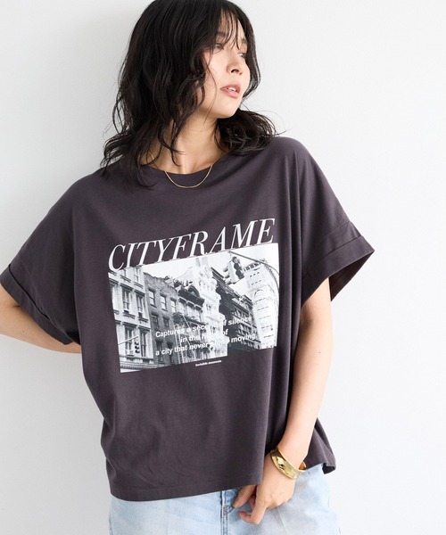 BARNYARDSTORM（バンヤードストーム）の「BARNYARDSTORM / リラックスゆるフォトT（Tシャツ/カットソー・レディース・ベージュ/ホワイト/チャコールグレー・FREE）」の7枚目の写真