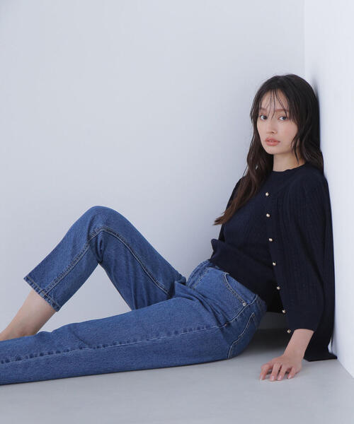 NATURAL BEAUTY BASIC(ナチュラルビューティーベーシック)の「◇セミテーパードデニムパンツ(デニムパンツ・レディース・ダークブルー/ネイビー・SMALL/MEDIUM)」の2枚目の写真