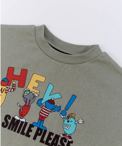 Ocean&Ground（オーシャン&グラウンド）の「SMILE PLEASEﾌﾟﾘﾝﾄTｼｬﾂ（Tシャツ/カットソー・キッズ・キナリ/オリーブ/ブラック・130/120/110/100/90/80/140）」の5枚目の写真