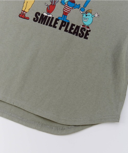Ocean&Ground（オーシャン&グラウンド）の「SMILE PLEASEﾌﾟﾘﾝﾄTｼｬﾂ（Tシャツ/カットソー・キッズ・キナリ/オリーブ/ブラック・130/120/110/100/90/80/140）」の7枚目の写真