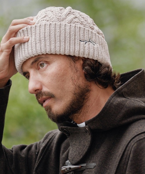 CALL&RESPONSE（コールアンドレスポンス）の「mko12990-ヘリンボーンニットキャップ-サイセンタク（ニットキャップ/ビーニー・メンズ・ブラウン/ベージュ/ブラック・FREE）」の3枚目の写真