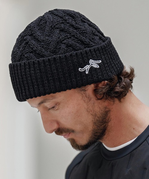 CALL&RESPONSE（コールアンドレスポンス）の「mko12990-ヘリンボーンニットキャップ-サイセンタク（ニットキャップ/ビーニー・メンズ・ブラウン/ベージュ/ブラック・FREE）」の5枚目の写真