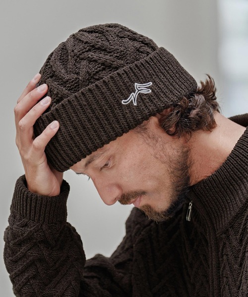 CALL&RESPONSE（コールアンドレスポンス）の「mko12990-ヘリンボーンニットキャップ-サイセンタク（ニットキャップ/ビーニー・メンズ・ブラウン/ベージュ/ブラック・FREE）」の13枚目の写真